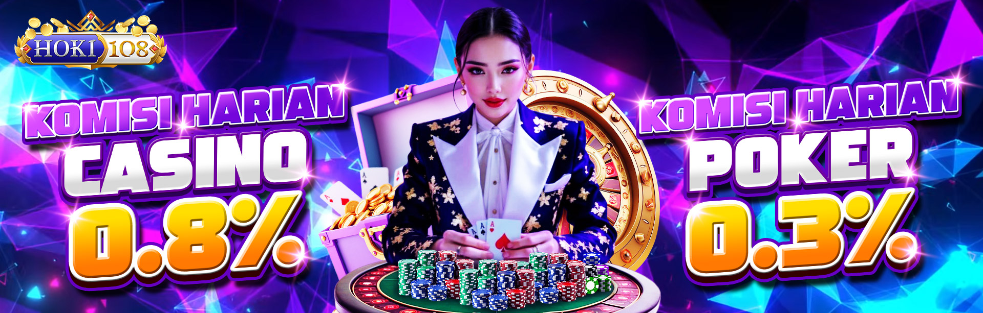 KOMISI HARIAN CASINO 0.8% & POKER 0.3%